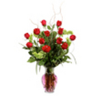 Dozen Roses with Greenery