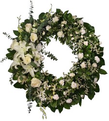 SYMPATHY WREATH WHITE from Sidney Flower Shop in Sidney, OH