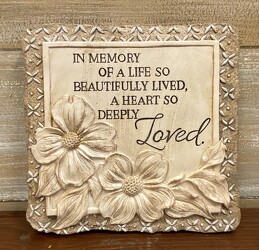 DECORATIVE STONE SQUARE "MEMORY OF LIFE" from Sidney Flower Shop in Sidney, OH