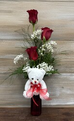 3 ROSE BUNDLE WITH BEAR from Sidney Flower Shop in Sidney, OH 3 ROSE BUNDLE WITH BEAR from Sidney Flower Shop in Sidney, OH